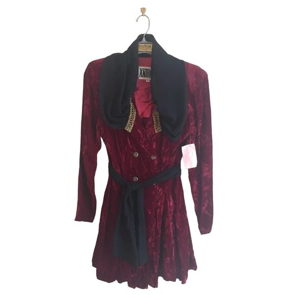 Vintage M Xntrix “opus” red velvet jacket dress goth 1980s vampire vibes